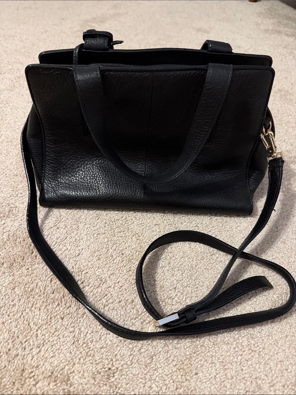kate spade Black Pebbled Leather Satchel with Crossbody Strap - Picture 2 of 8